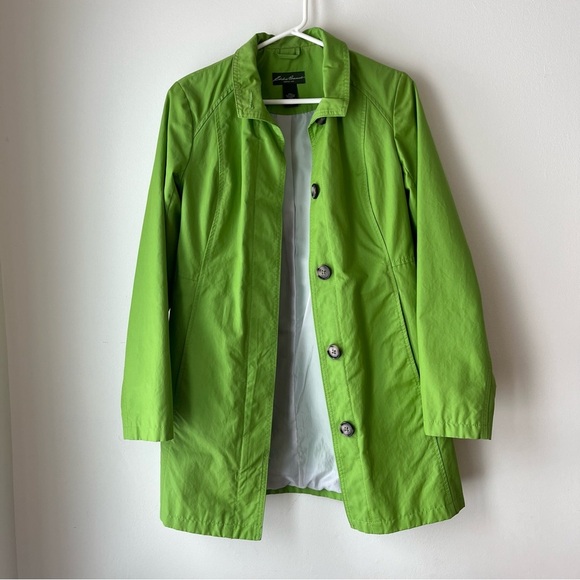 Eddie Bauer Women’s Button-Up Spring Coat – XS – Lime Green long jacket bright - Picture 2 of 11